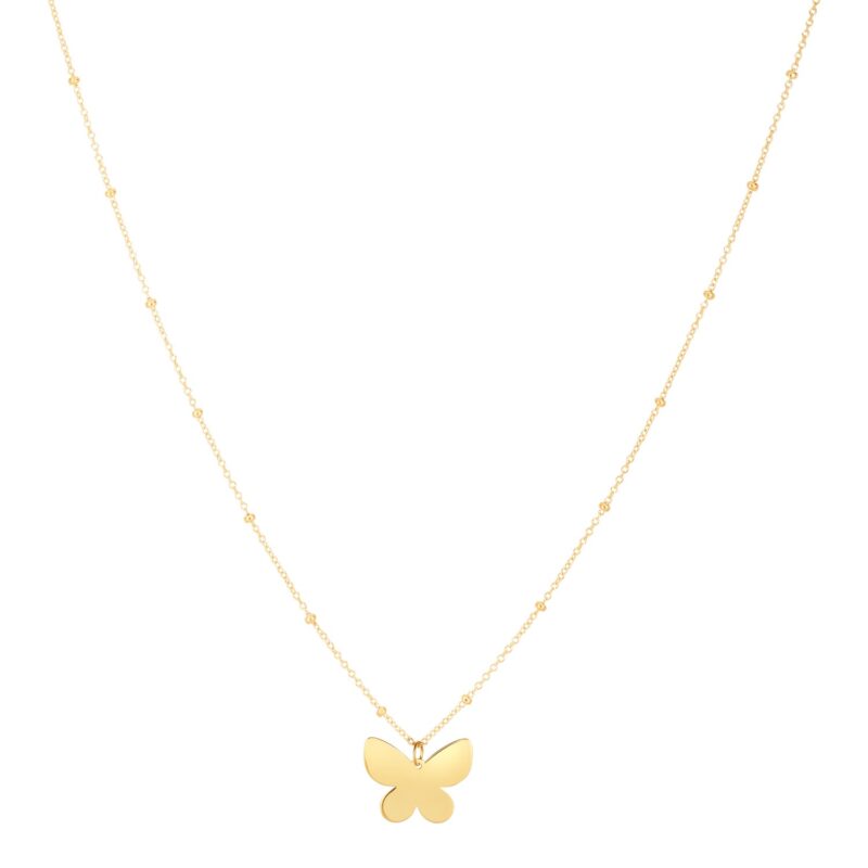 14k Yellow Gold Papillon Butterfly Necklace