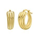 14K Gold 3 Row Graduated Hoop Earrings