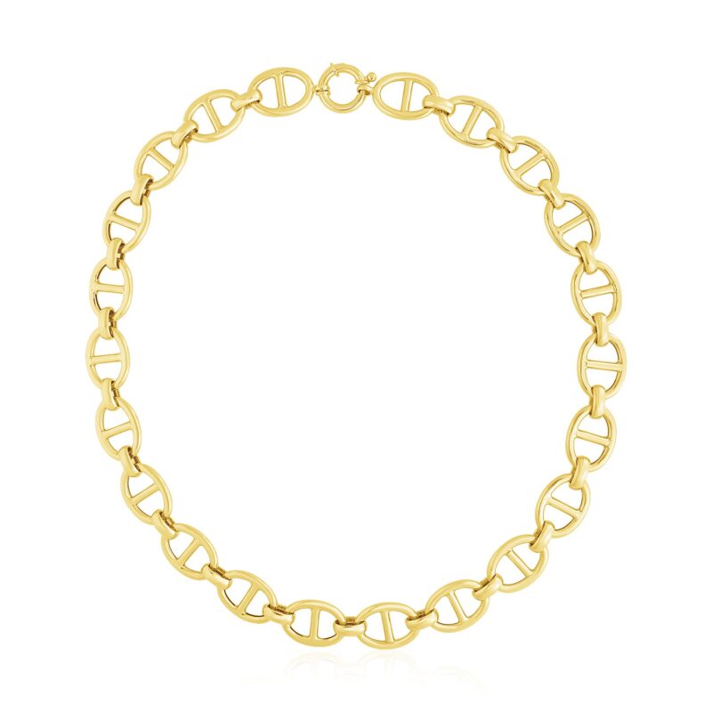 14k Yellow GoldOval Mariner Link Necklace High Polish (13.8mm)