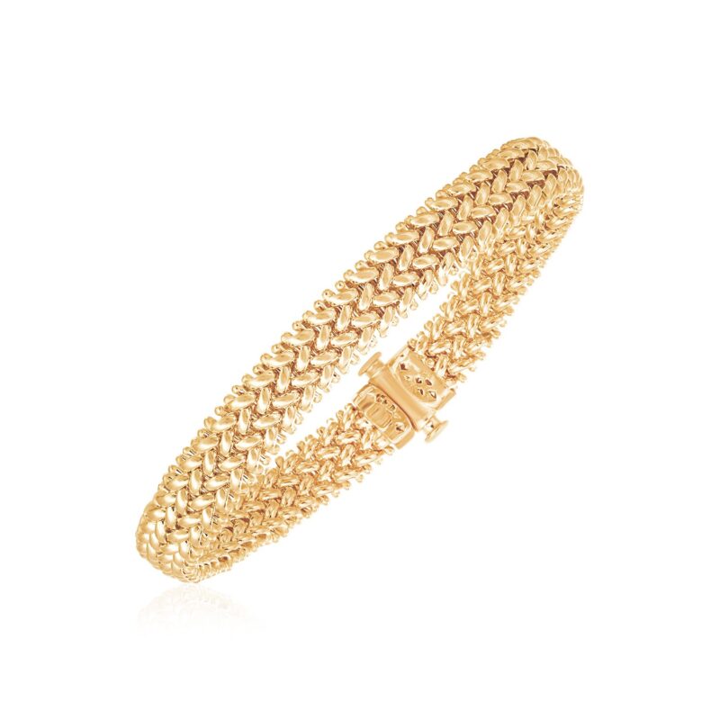 14k Yellow Gold Thick Braided Bracelet High Polish (8.80 mm)