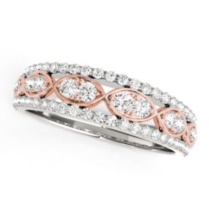 Double Diamond Infinity Band Ring (3/8 cttw) 14k White And Rose Gold Two Tone