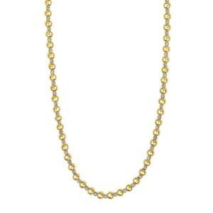 Two Tone Beaded Chain Necklace in 14K Gold