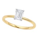 1 Carat Emerald Lab Grown Diamond Solitaire Ring in 10K Yellow Gold IGI G/VS1