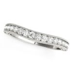 Bead Border Curved Diamond Wedding Ring 1/4 cttw 14k White Gold