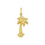 14K Yellow Gold Palm Tree Charm Pendant Polished