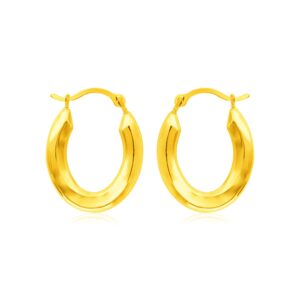 14k Gold Short Oval Hoop Earrings Polished