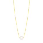14k Yellow Gold Pearl Solitaire Necklace 7mm