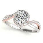 Bypass Band Diamond Engagement Ring 1 1/8 carat 14k White And Rose Gold