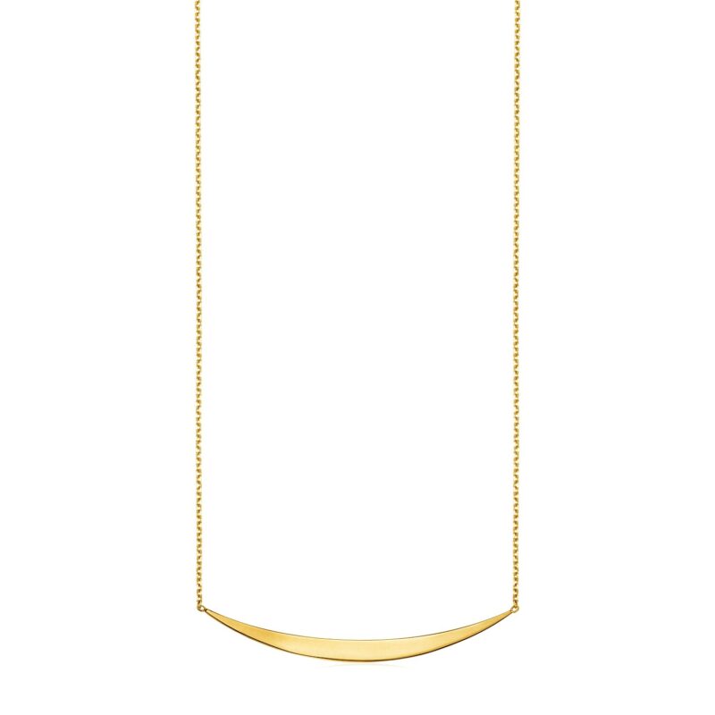 14k Yellow Gold Necklace with Polished Curved Bar Pendant