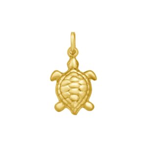 14K Yellow Gold Turtle Charm Pendant Polished