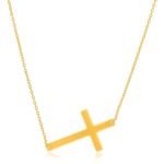 14k Yellow Gold Plain Cross Necklace