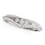 Curved Antique Style Diamond Wedding Ring 1/3 cttw 14k White Gold
