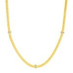Woven Rope Necklace with Diamond Accents in 14k Yellow Gold