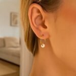 Floating Pearl Endless Hoop Earrings 14k Yellow Gold 14mm