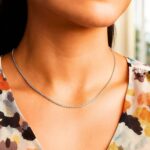 Model Wearing 14k White Gold Classic Box Chain 0.68 mm