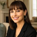 Model Wearing 14k Yellow Gold Large Plain Round Hoop Earrings 50mm x 3mm