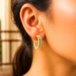 Pallina Bead Hoop Earrings in 14K Two Tone Gold 5.6x20mm