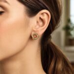 Real 14K Yellow Gold Interlocking Trinity Stud Earrings 11mm