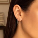 Real 14k Gold Two Hole Chain Huggie Hoop Earrings Real 14k Gold Two Hole Chain Huggie Hoop Earrings