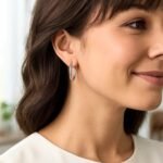 Real 14k White Gold Simple Round Hoop Earrings 25mm x 4mm