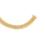 Real 14k Yellow Gold Multi-Row Panther Link Necklace 6.6mm