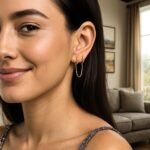 Real 14k Yellow Gold Two Hole Chain Hoop Earrings Real 14k Yellow Gold Two Hole Chain Hoop Earrings