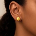 Round Faceted Ball Stud Earrings 7mm 14k Yellow Gold