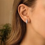 Small Cubic Zirconia Hoop Earrings 10mm Sterling Silver