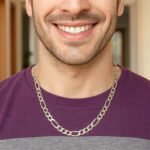 Sterling Silver 8mm Figaro Chain Necklace for Men