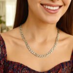 Sterling Silver 8mm Figaro Chain Necklace for Women