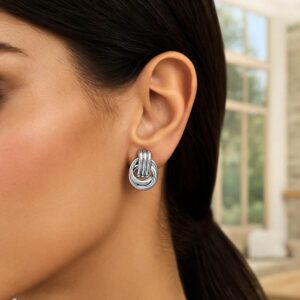 Sterling Silver Interlocking Rings Love Knot Earrings 15mm