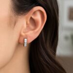 Sterling Silver Small Cubic Zirconia Hoop Earrings 10mm