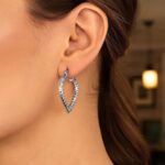 Sterling Silver Small Diamond Cut Heart Hoop Earrings 3mm x 22mm