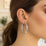 Sterling Silver Thick Hoop Earrings 35mm x 4mm