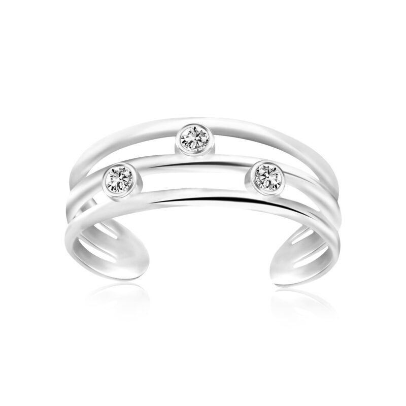 Triple Line Open Cubic Zirconia Toe Ring Sterling Silver Triple Line Open Cubic Zirconia Toe Ring Sterling Silver