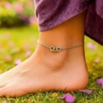 Triple Ring Stationed Anklet 14k Yellow Gold and Sterling Silver