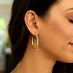 Twist Hoop Earrings 14k Two Tone Gold 3mm x 30mm