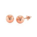 Women 14k Rose Gold Classic Round 6mm Ball Stud Earrings