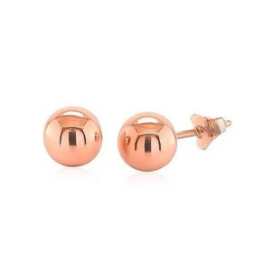 Women 14k Rose Gold Classic Round 6mm Ball Stud Earrings