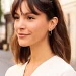 Women 14k White Gold Thin 1.5mm x 25mm Hoop Earrings