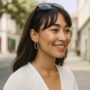 Women 14k Yellow Gold Basic Hoop Earrings 20mm x 3mm