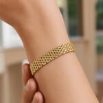 Women 14k Yellow Gold Flexible Panther Line Bracelet 9 mm