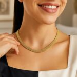 Women 14k Yellow Gold Multi-Row Panther Link Necklace 6.6mm