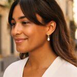 Women's 14k Yellow Gold Small Hoop Earrings with Pearl Drop