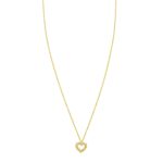 14K Yellow Gold Petite Diamond Heart Necklace 18 inch 45 cm Lobster Clasp