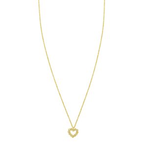14K Yellow Gold Petite Diamond Heart Necklace 18 inch 45 cm Lobster Clasp
