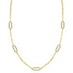 14K Yellow Gold Diamon Oro Paperclip Necklace