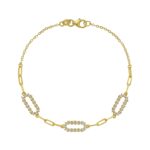 14K Yellow Gold Diamon Oro Paperclip Bracelet