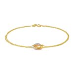 14K Tri Color Gold Trinity Chain Bracelet Spring Ring Clasp