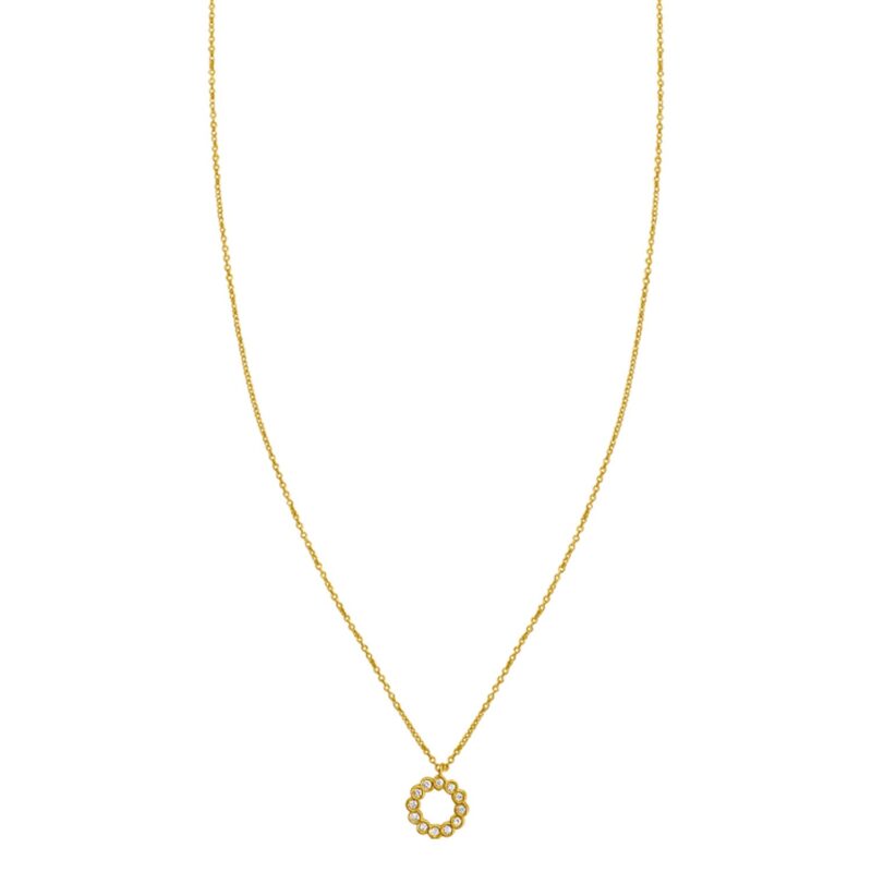 14K Yellow Gold Petite Diamond Circle Necklace